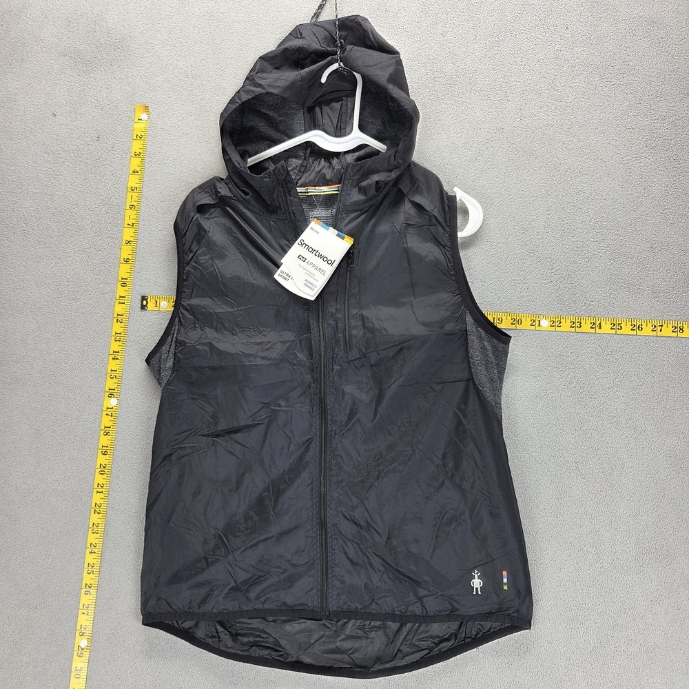 Smartwool Jacket Womens Medium Black PhD Ultra Light Sport Hooded Vest Full Zip